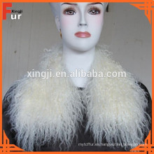 Piel de cordero de Mongolia Cuello de piel real